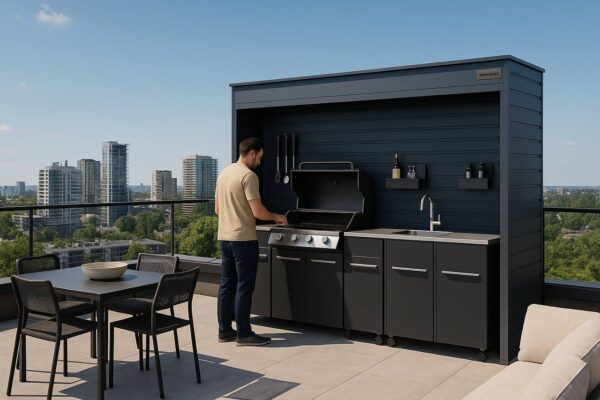 PREMIUM BARBEQUE BOX L2400xH2260xA800 GRI ANTRACIT/MARO - imagine 3