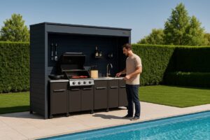 PREMIUM BARBEQUE BOX L2400xH2260xA800 GRI ANTRACIT/MARO