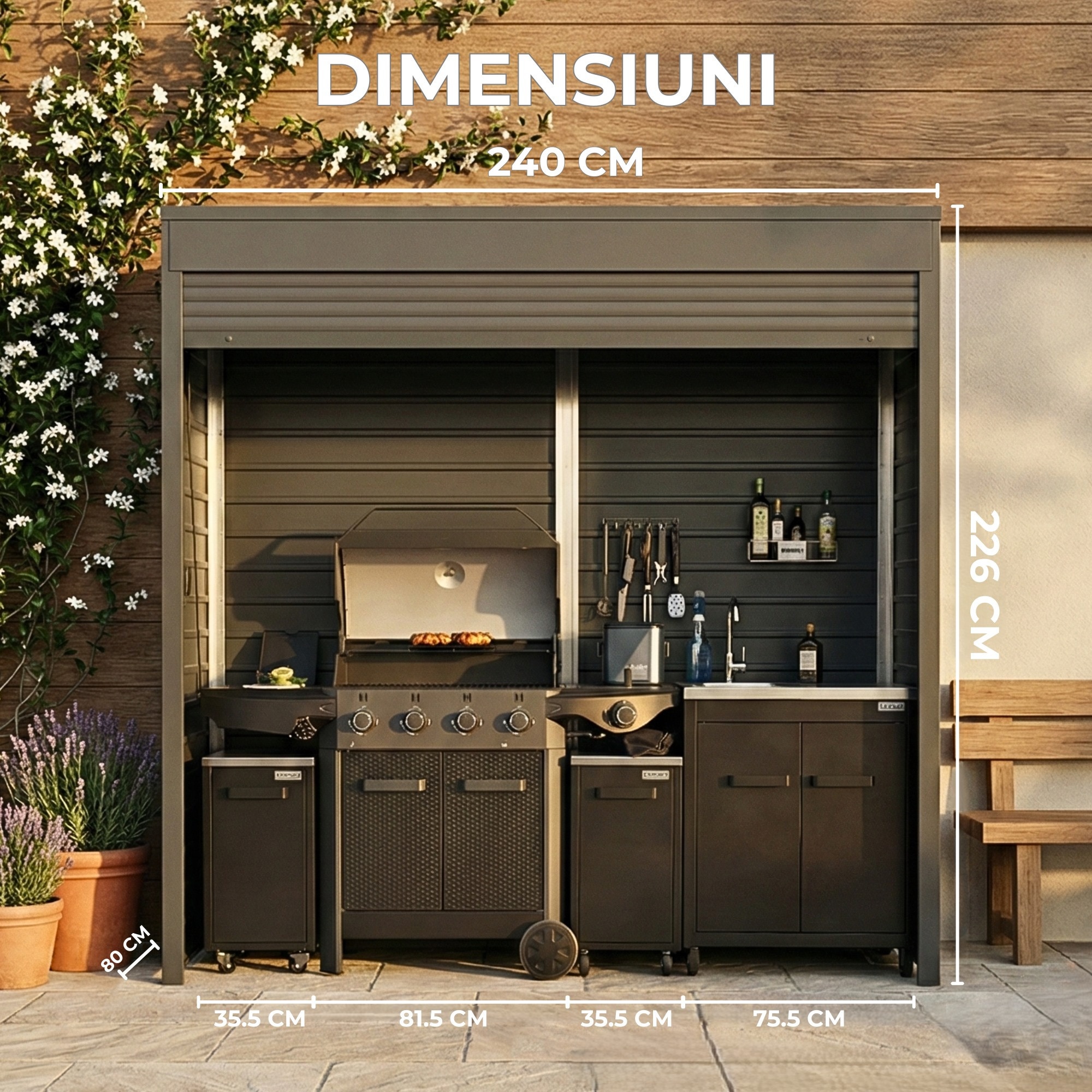 Zona de lucru si pregatire pentru BarbequeBOX Premium